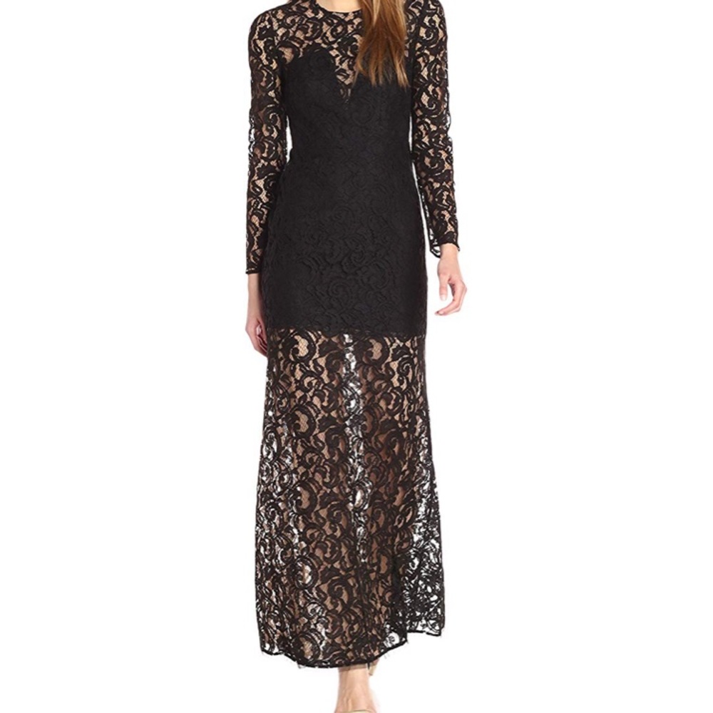 BCBG MAXAZRIA Lace Illusion Gown.